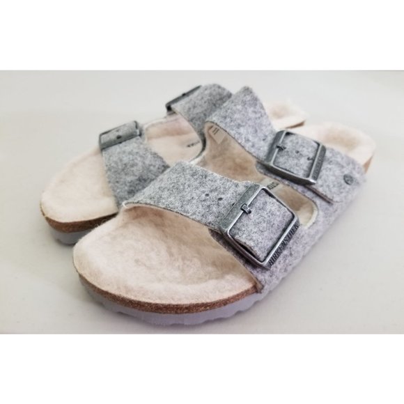 Birkenstock Arizona Wool Felt Light Gray Size 38 Narrow New - Picture 2 of 5